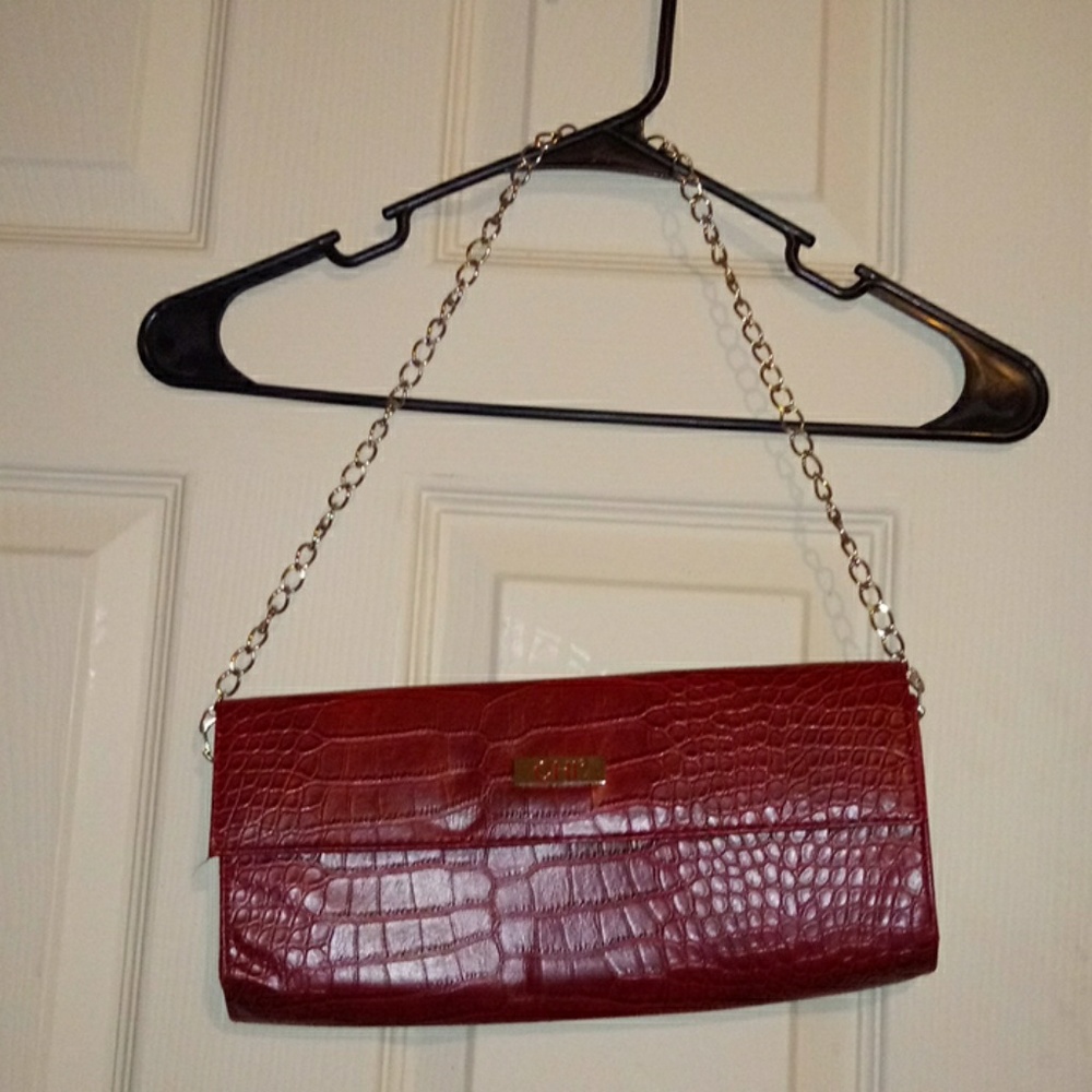 CHI Red Alligator Print Style Hand Bag with Chain